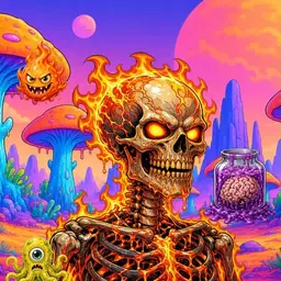 Oozlings #2973, Fire Skull · Mushroom Desert
