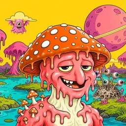 Oozlings #2976, Mutated Mushroom Head · Turquoise Swamp