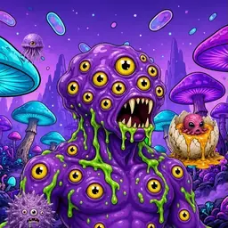 Oozlings #2980, Eyeball Cluster · Fungus Forest