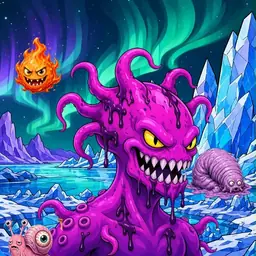 Oozlings #2982, Squid · Aurora Ice