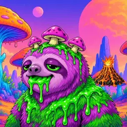 Oozlings #2984, Mutated Slime Sloth · Mushroom Desert