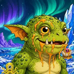 Oozlings #2987, Toad Goblin · Aurora Ice