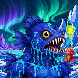 Oozlings #2990, Anglerfish · Aurora Ice