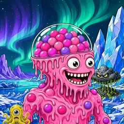 Oozlings #2993, Gumball Brain · Aurora Ice