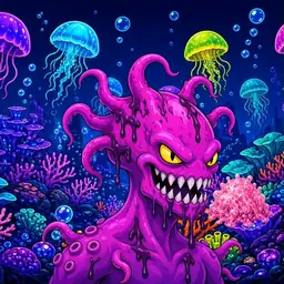 Oozlings #2996, Squid · Glow Reef