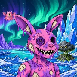 Oozlings #2998, Zombie Bunny · Aurora Ice