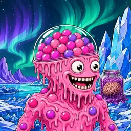 Oozlings #3, Gumball Brain · Aurora Ice