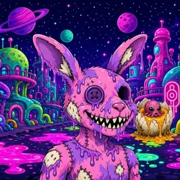 Oozlings #300, Zombie Bunny · Neon City