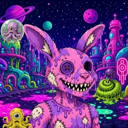 Oozlings #3014, Zombie Bunny · Neon City