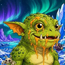 Oozlings #3015, Toad Goblin · Aurora Ice
