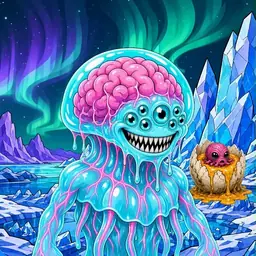 Oozlings #3020, Jellyfish Brain · Aurora Ice