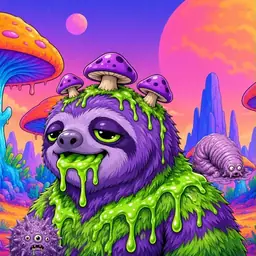 Oozlings #3021, Slime Sloth · Mushroom Desert