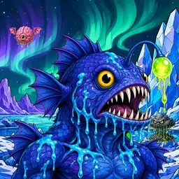 Oozlings #3024, Anglerfish · Aurora Ice