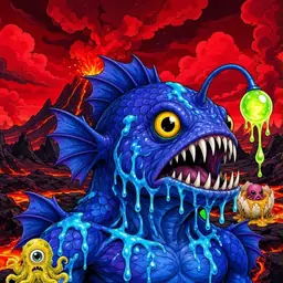Oozlings #3028, Anglerfish · Lava Fields
