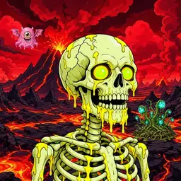 Oozlings #304, Mutated Skull · Lava Fields