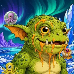 Oozlings #3040, Toad Goblin · Aurora Ice