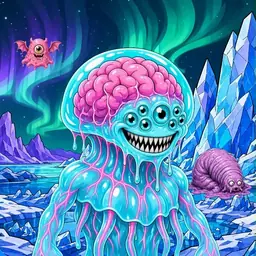 Oozlings #3044, Jellyfish Brain · Aurora Ice