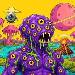 Oozlings #3047, Eyeball Cluster · Turquoise Swamp