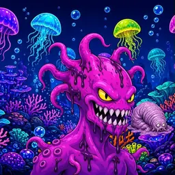 Oozlings #3051, Squid · Glow Reef