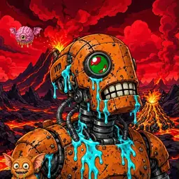 Oozlings #3056, Rusty Robot · Lava Fields