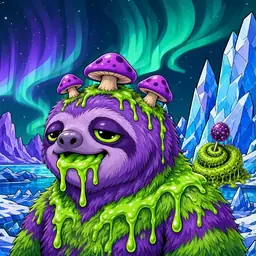 Oozlings #3067, Slime Sloth · Aurora Ice