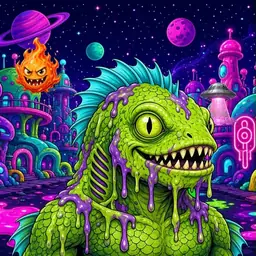 Oozlings #3070, Swamp Fish · Neon City