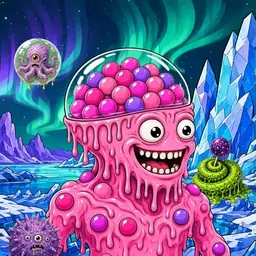 Oozlings #3075, Gumball Brain · Aurora Ice