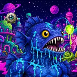 Oozlings #3096, Anglerfish · Neon City