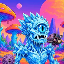Oozlings #3103, Ice Cyclops · Mushroom Desert