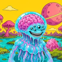 Oozlings #3104, Jellyfish Brain · Turquoise Swamp