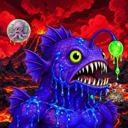 Oozlings #3118, Mutated Anglerfish · Lava Fields