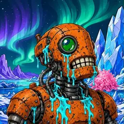 Oozlings #3128, Rusty Robot · Aurora Ice