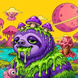 Oozlings #3133, Slime Sloth · Turquoise Swamp