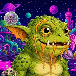 Oozlings #314, Toad Goblin · Neon City