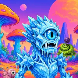 Oozlings #3140, Ice Cyclops · Mushroom Desert