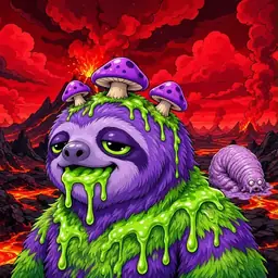 Oozlings #3143, Slime Sloth · Lava Fields