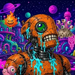 Oozlings #3144, Rusty Robot · Neon City