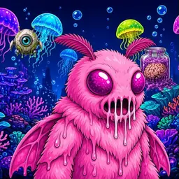 Oozlings #315, Mutant Moth · Glow Reef