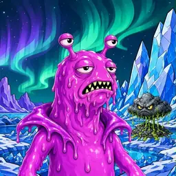 Oozlings #3150, Mutated Slug · Aurora Ice