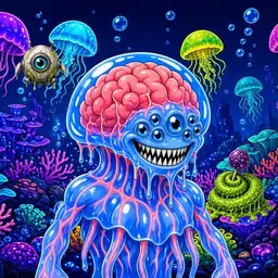 Oozlings #3167, Mutated Jellyfish Brain · Glow Reef