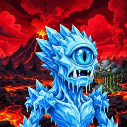 Oozlings #317, Ice Cyclops · Lava Fields