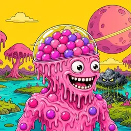 Oozlings #3171, Gumball Brain · Turquoise Swamp