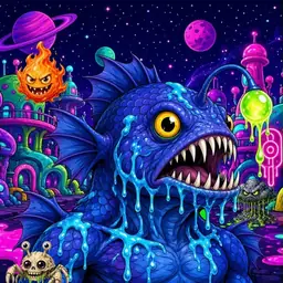 Oozlings #3174, Anglerfish · Neon City