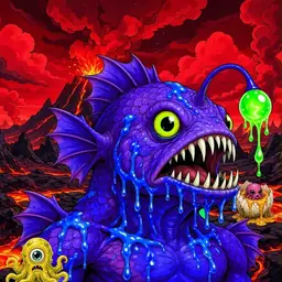 Oozlings #3176, Mutated Anglerfish · Lava Fields