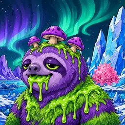 Oozlings #3182, Slime Sloth · Aurora Ice