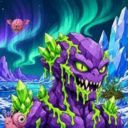 Oozlings #3183, Crystal Rock · Aurora Ice