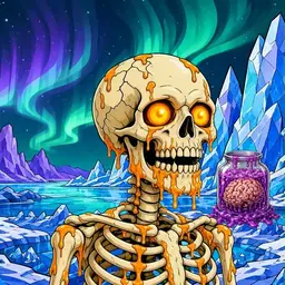 Oozlings #3189, Skull · Aurora Ice