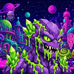 Oozlings #319, Crystal Rock · Neon City