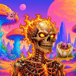 Oozlings #3196, Fire Skull · Mushroom Desert