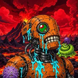 Oozlings #3197, Rusty Robot · Lava Fields